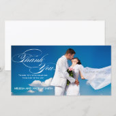 CARTE PHOTO MARIAGE MERCI SCRIPT BLANC (Devant / Derrière)