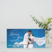 CARTE PHOTO MARIAGE MERCI SCRIPT BLANC (Debout devant)