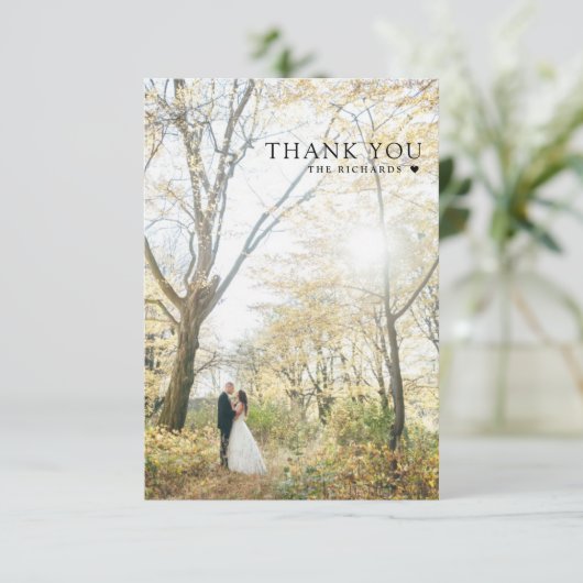 Carte photo Mariage Merci Serif moderne (Debout devant)