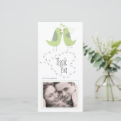 Carte photo mariage Merci vert Inséparables (Debout devant)