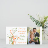 Carte photo Mariage orange, vert, blanc (Debout devant)