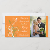 Carte photo Mariage orange, vert, blanc (Devant)