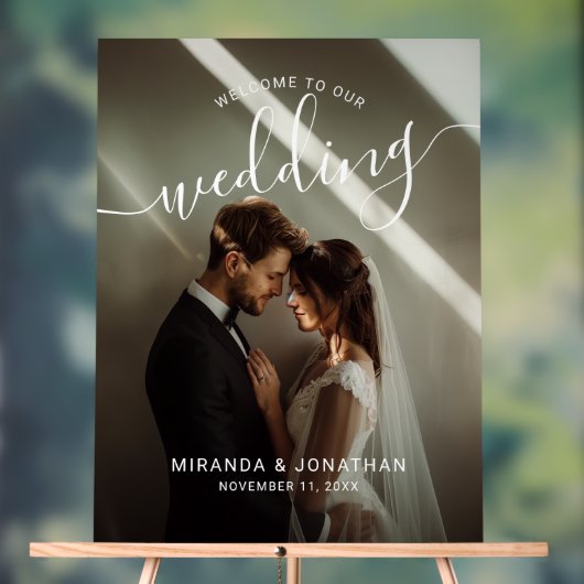 Carte Photo Mariage personnalisée 'Welcome' (Neutre)