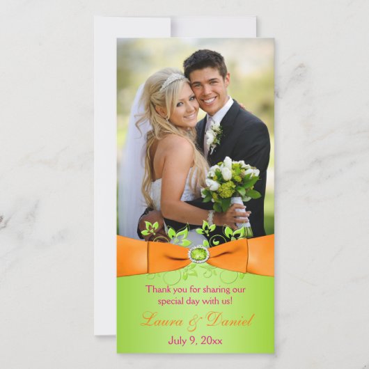 Carte photo Mariage rose orange de citron vert (Devant)