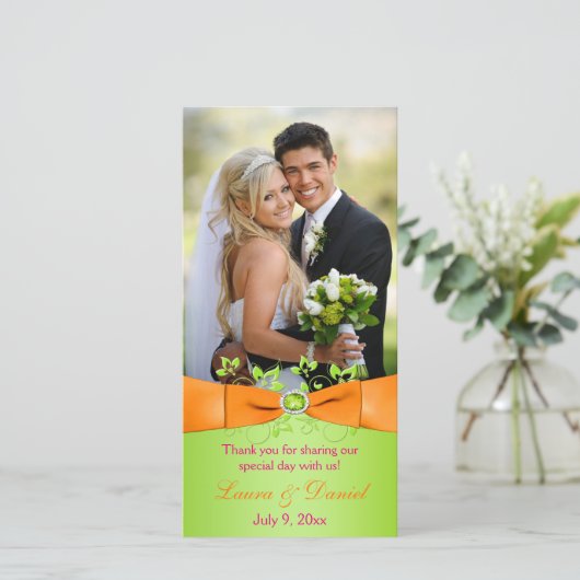 Carte photo Mariage rose orange de citron vert (Debout devant)