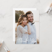 Carte Photo Mariage simple Ajouter votre Merci de voeux (Devant/Arrière en situation)