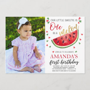 Carte photo melon de premier anniversaire bébé