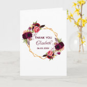 Carte Photo Merci anniversaire bourgogne floral (Fleur jaune)