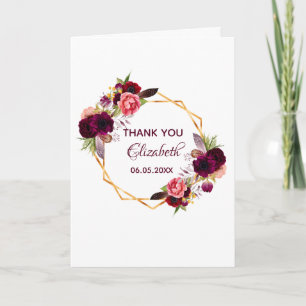 Carte Photo Merci anniversaire bourgogne floral