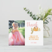 Carte Photo Merci Citrouille - Fille (Rayures) (Debout devant)