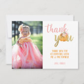 Carte Photo Merci Citrouille - Fille (Rayures) (Devant)