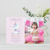 Carte photo Merci d'anniversaire de la licorne (Debout devant)