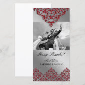 Carte photo Merci de Noël Indien Damas rouge (Devant / Derrière)