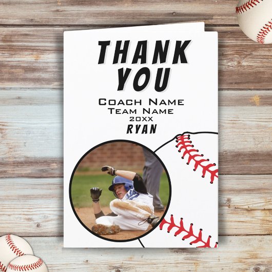 Carte Photo Merci Entraîneur de Baseball