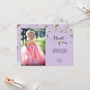 Carte photo Merci marguerite - violet