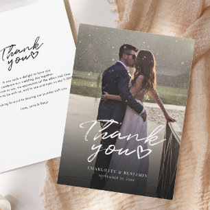 Carte Photo Merci Mariage Lettré à la main