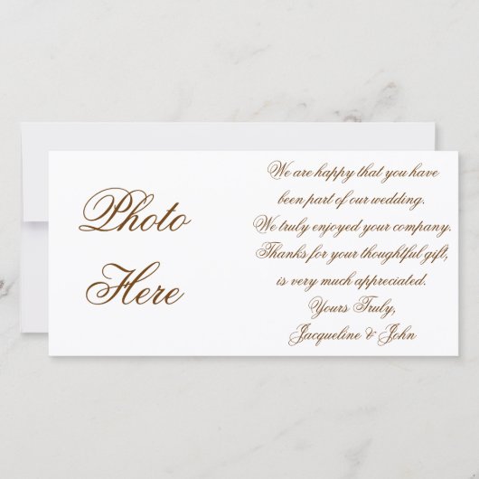 Carte photo ~ Merci Mariage photo de la nuptiale (Devant)