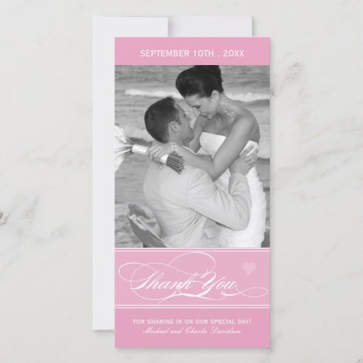 Carte photo Merci rose (4x8) (Devant)