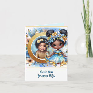 Carte PHOTO Merci Teal Or Noir Fée Princesse
