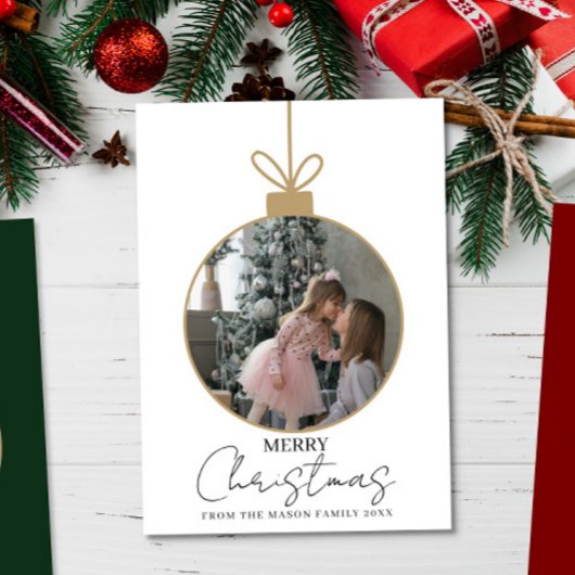 Carte photo Merry Christmas bauble Photo Card