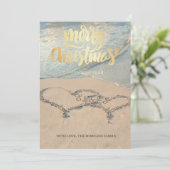 Carte Photo Merry Christmas Beach Hearts  (Debout devant)