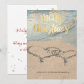 Carte Photo Merry Christmas Beach Hearts  (Devant / Derrière)