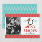 Carte photo mignon de Noël/vacances de pingouin (Devant / Derrière)