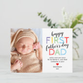 Carte Photo mignonne Bonne Première Fête des pères (Debout devant)