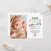 Carte Photo mignonne Bonne Première Fête des pères (Devant/Arrière en situation)