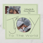 Carte photo minimale de Joie pour le monde dessiné (Devant / Derrière)