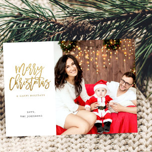 Carte Photo minimaliste avec étincelle dorée Joyeux Noël