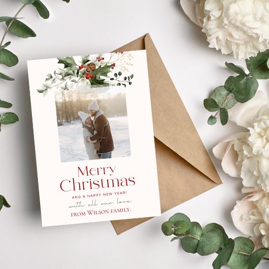 Carte photo minimaliste de Noël familial