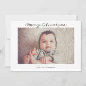 Carte photo minimaliste de script Joyeux Noël (Devant)