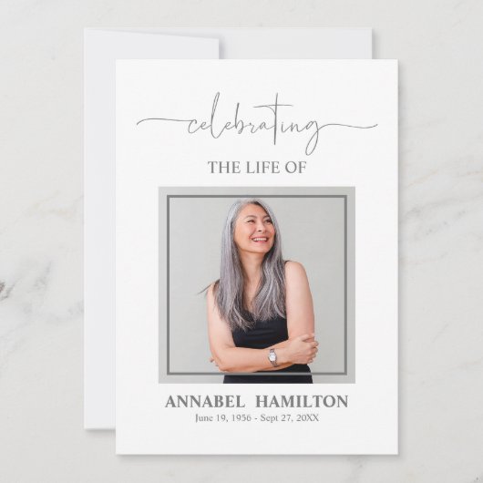 Carte photo Minimaliste Pour Service Mémorial (Devant)