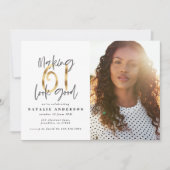 Carte Photo moderne 61e anniversaire noir et or (Devant)