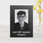 Carte Photo moderne Black 80th Birthday Custom (Fleur jaune)