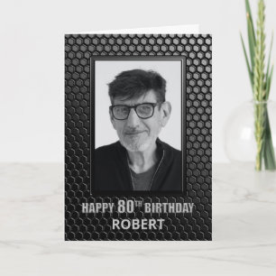 Carte Photo moderne Black 80th Birthday Custom