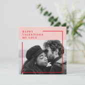 Carte Photo moderne | Cadeau de Valentines Rouge et Rose (Debout devant)