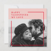 Carte Photo moderne | Cadeau de Valentines Rouge et Rose (Devant)