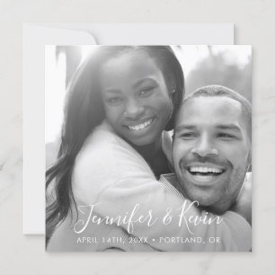 Carte photo moderne carrée « Save the Date » en no