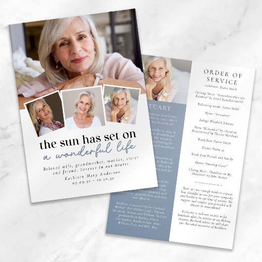 Carte Photo moderne Collage funéraire Ordre de service