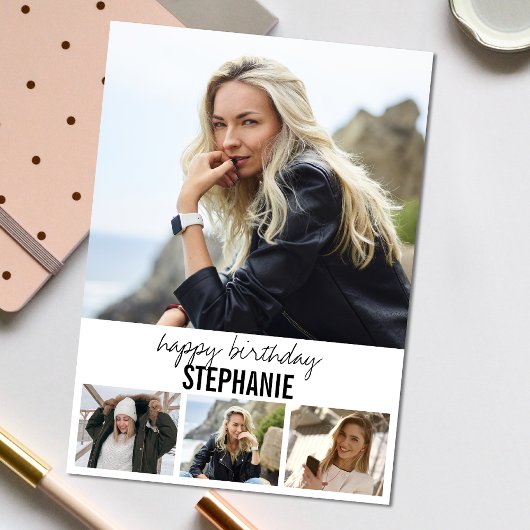 Carte Photo moderne | Collage Salutation d'anniversaire