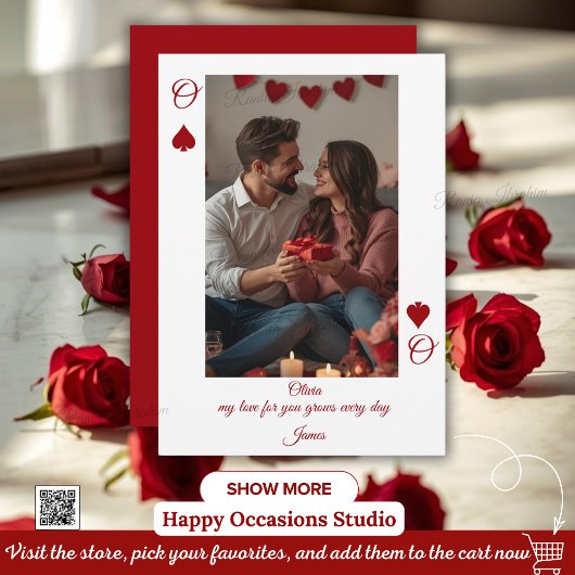 Carte photo moderne de la Saint-Valentin rouge