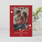 Carte Photo Moderne de la Saint-Valentin Rouge (Debout devant)