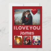 Carte Photo Moderne de la Saint-Valentin Rouge – 4 (Devant)