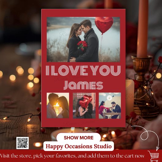 Carte Photo Moderne de la Saint-Valentin Rouge – 4