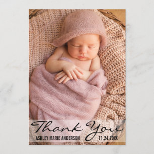 Carte photo moderne de naissance de bébé de Merci