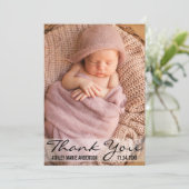 Carte photo moderne de naissance de bébé de Merci (Debout devant)