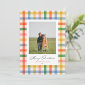 Carte photo moderne de Noël Chic couleur plaid (Debout devant)