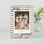 Carte photo moderne de Noël Watercolor Stripes (Debout devant)